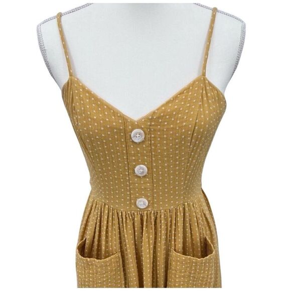 TALULAH La Maison Dress Cotton Midi White Polka Dots  Yellow Size XS - Picture 6 of 14